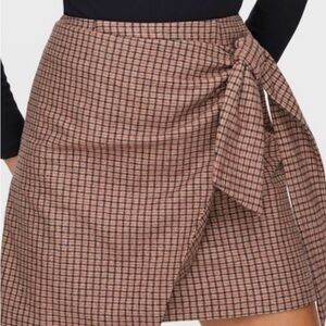 Wilfred Brown and White Mini Wrap Skirt